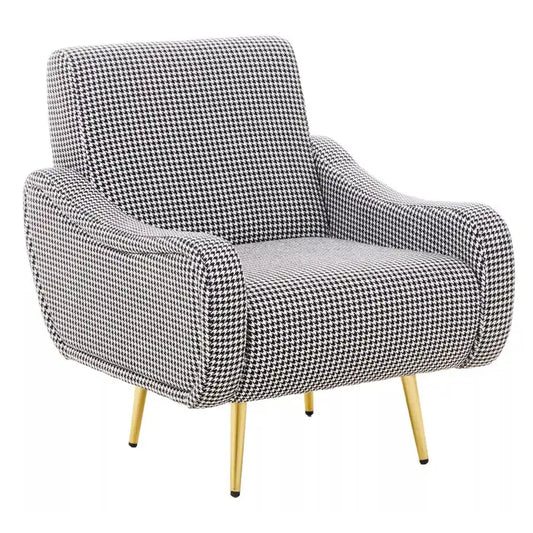 HOLLI BLACK AND WHITE CHECKED ARMCHAIR by Fifty Five South