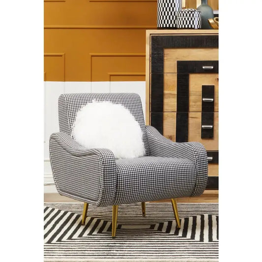 HOLLI BLACK AND WHITE CHECKED ARMCHAIR by Fifty Five South