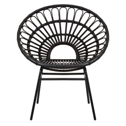 JAVA BLACK RATTAN FLARED BACK CHAIR by Fifty Five South