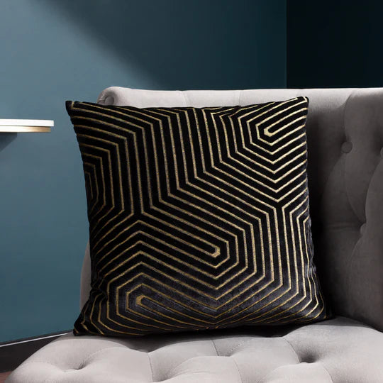 Paoletti Evoke Cut Velvet Cushion Black Room Perfected