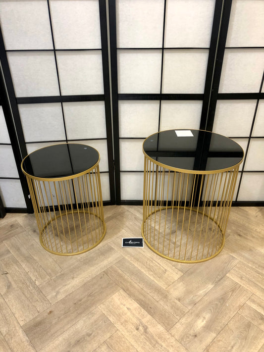 Avento Set Of Two Black And Gold Side Tables
