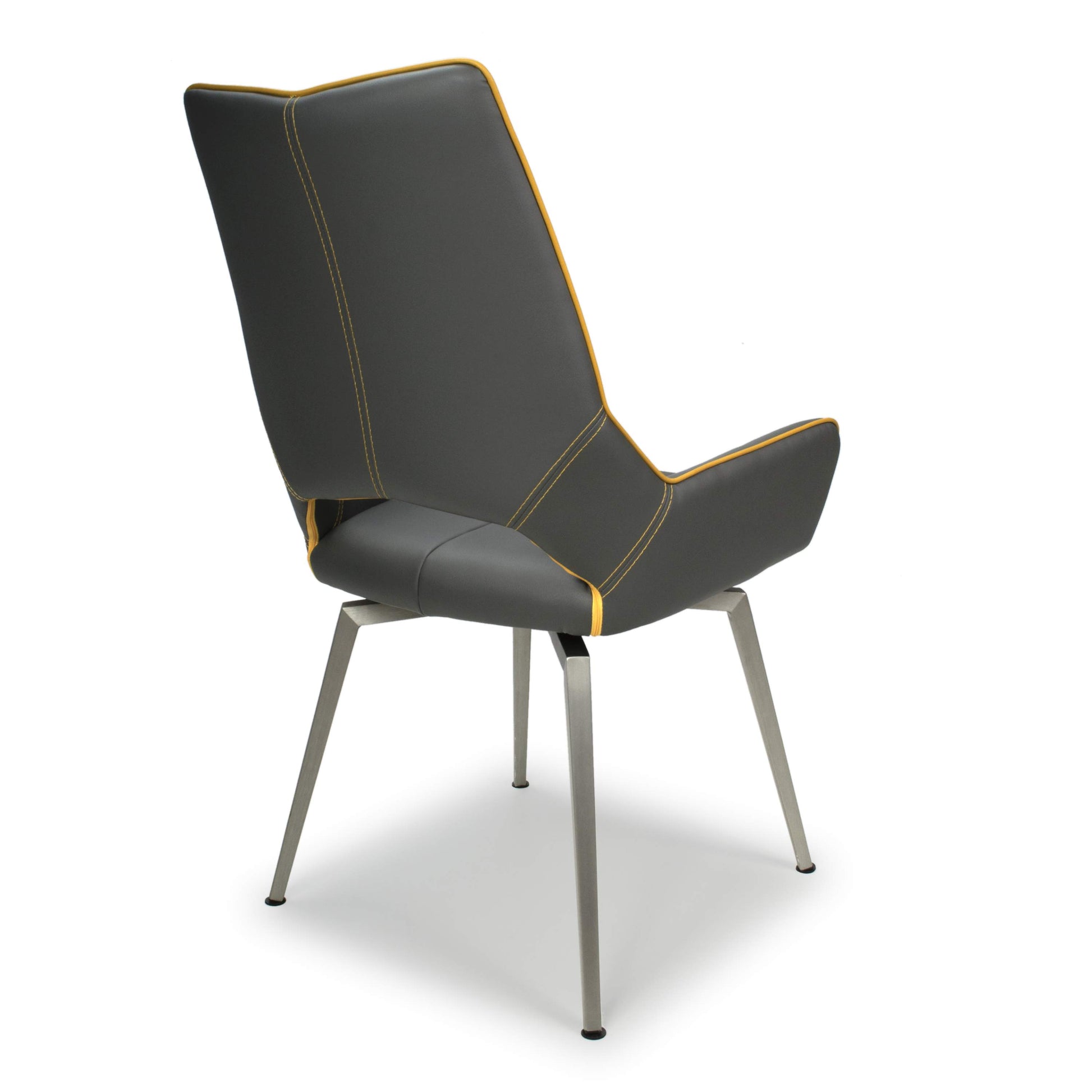 Mako Swivel Leather Effect Graphite Grey Dining Chair