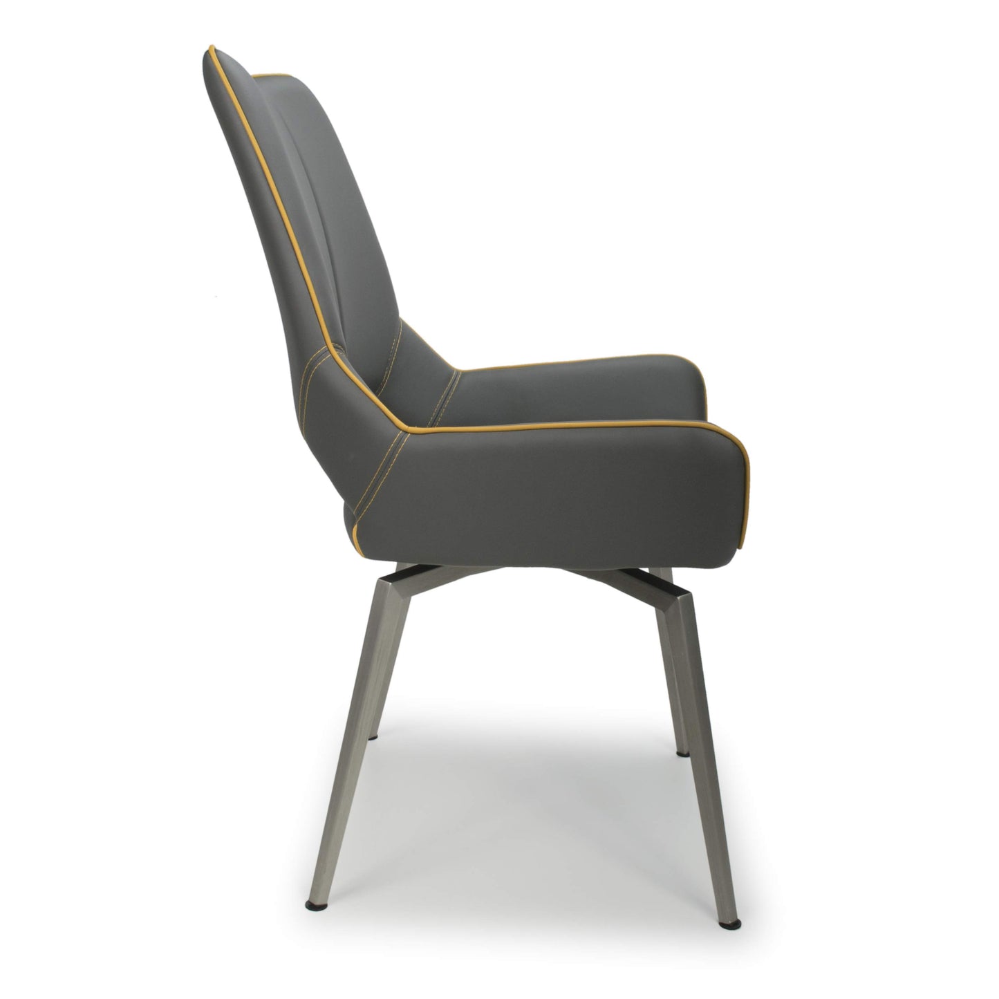 Mako Swivel Leather Effect Graphite Grey Dining Chair