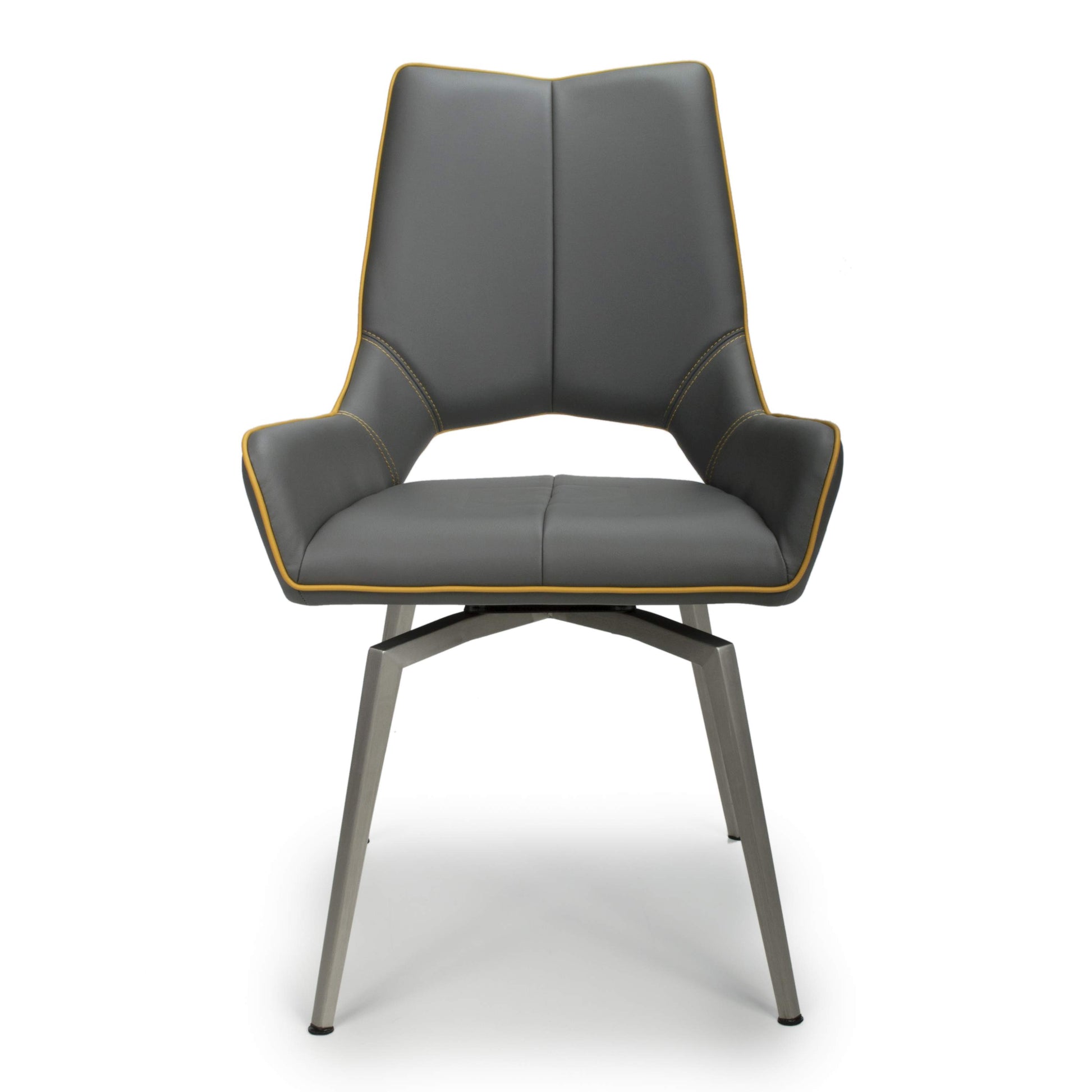 Mako Swivel Leather Effect Graphite Grey Dining Chair