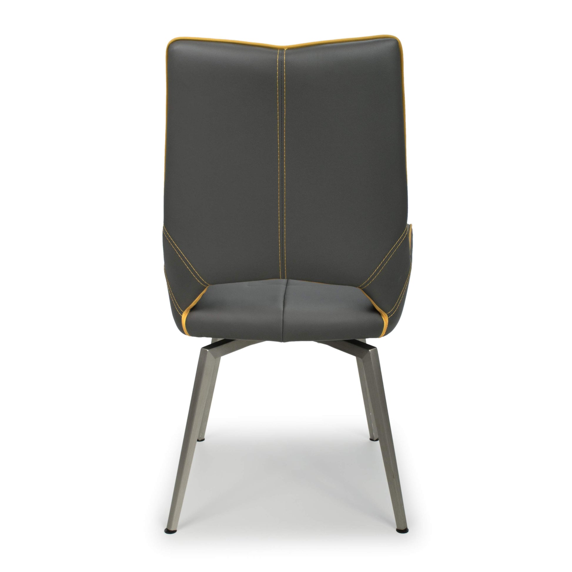 Mako Swivel Leather Effect Graphite Grey Dining Chair