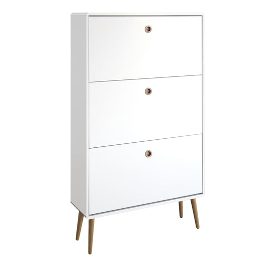 Softline Shoe Cabinet 3 Flip Down Doors in White