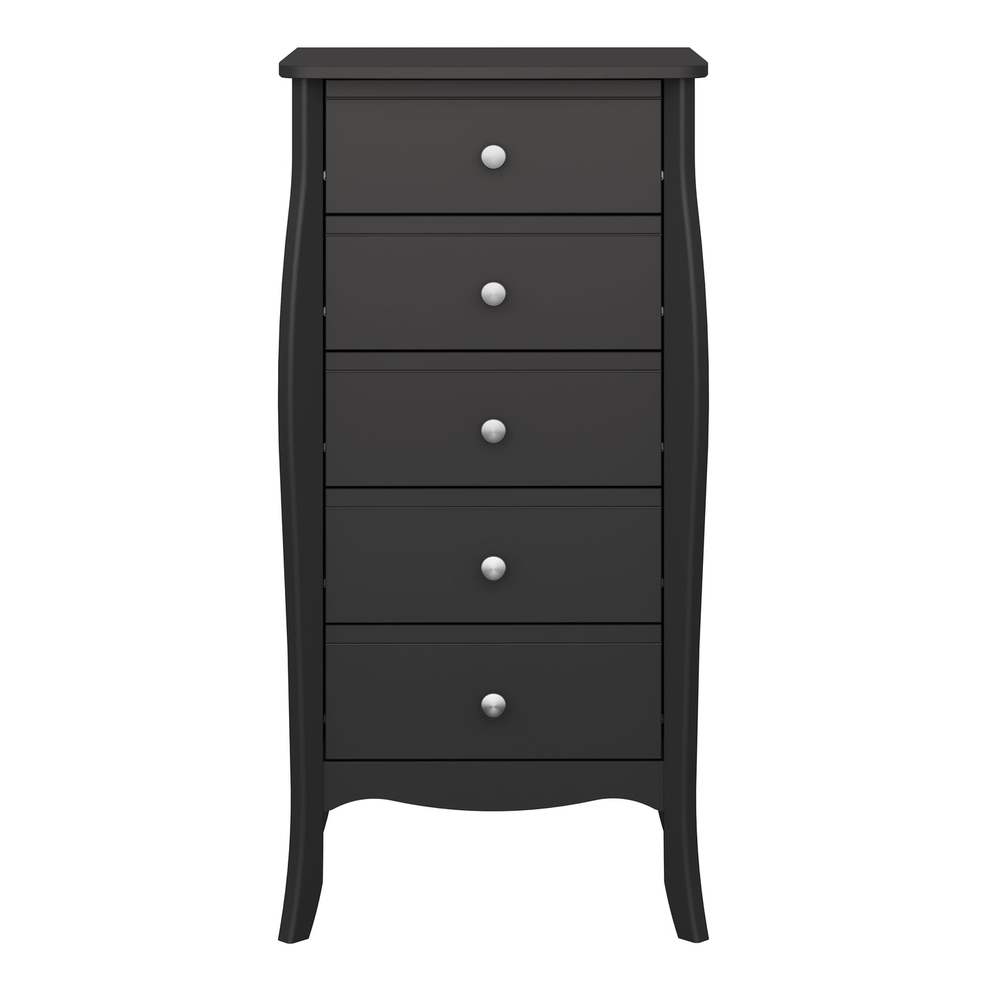 Baroque 5 Drawer Narrow in Black