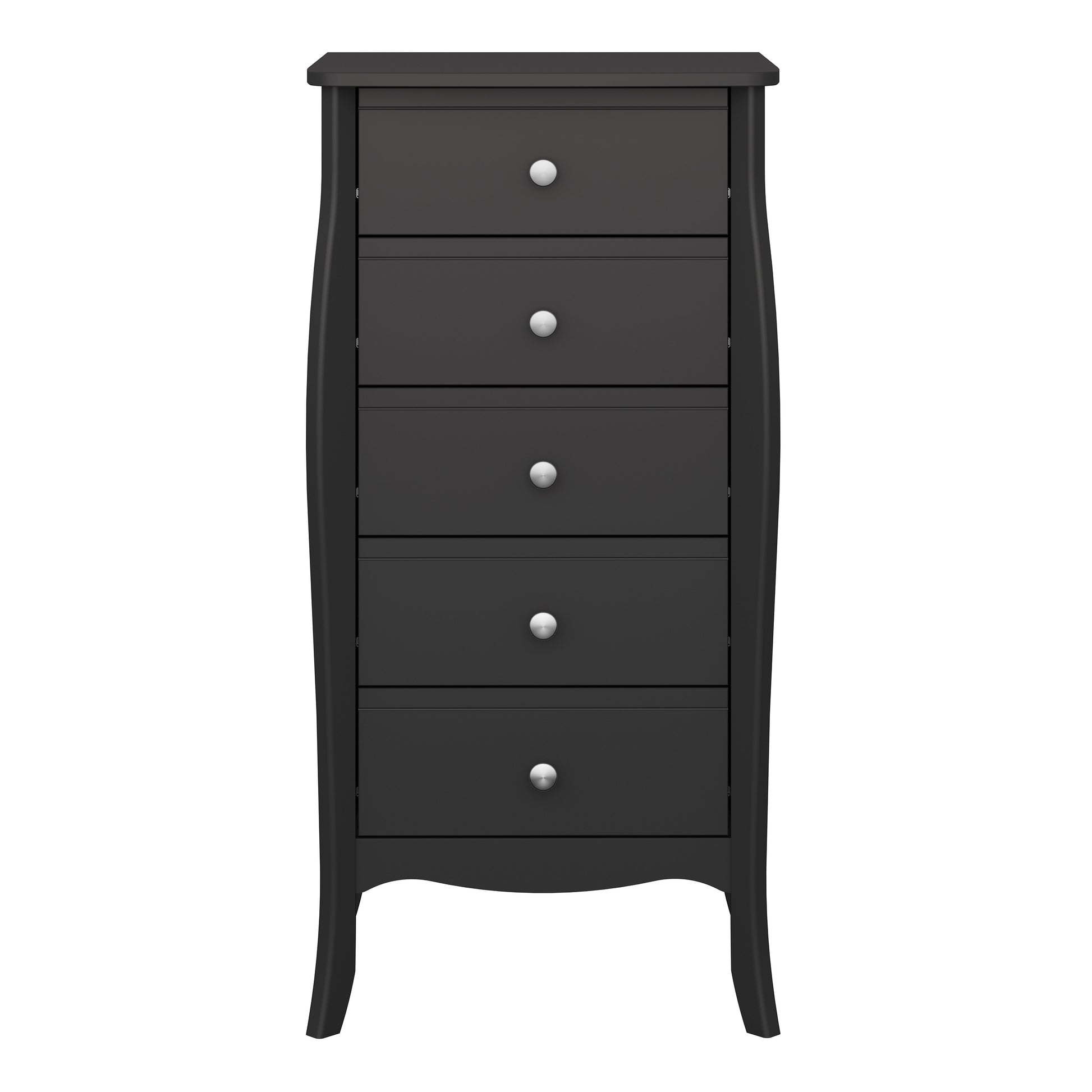 Baroque 5 Drawer Narrow in Black