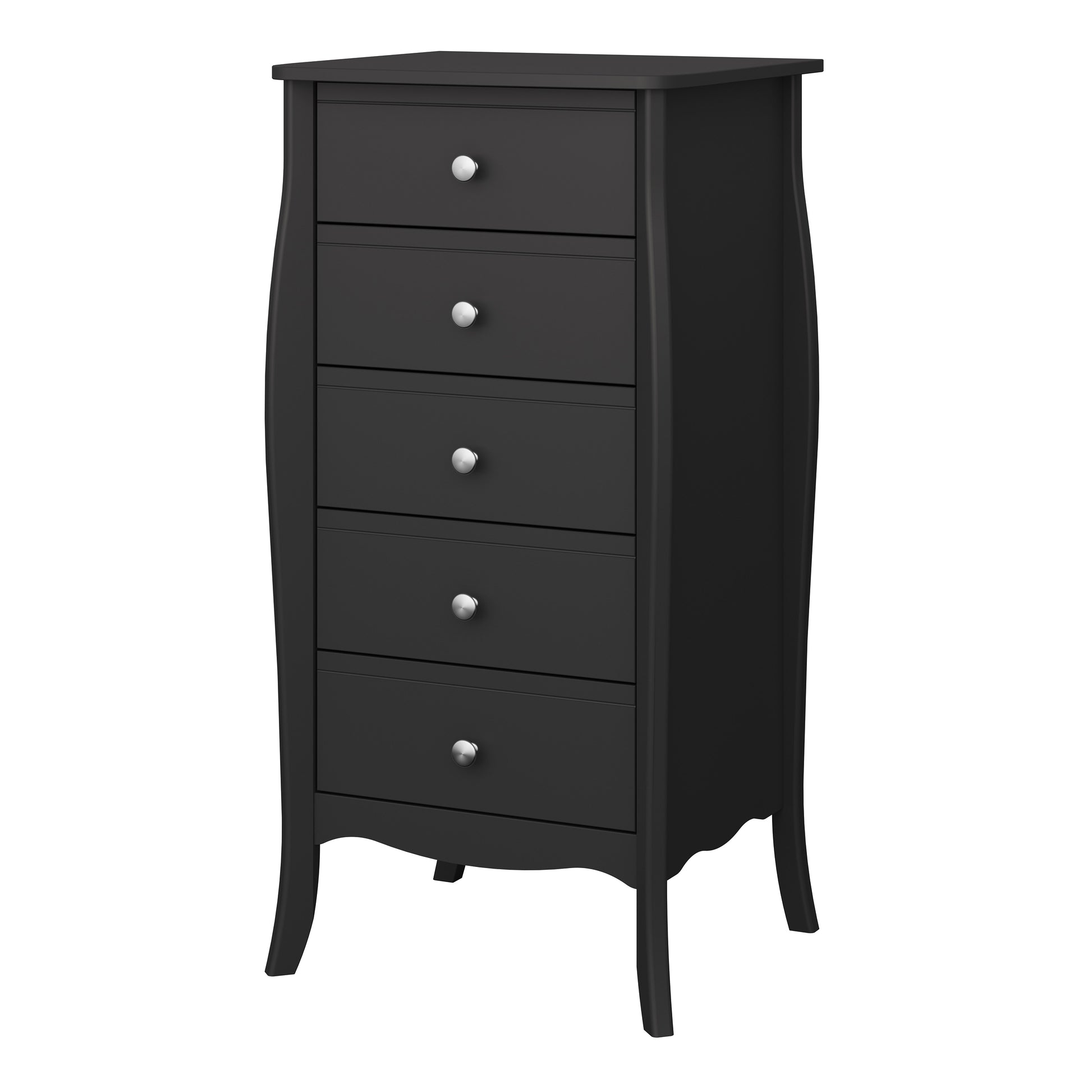 Baroque 5 Drawer Narrow in Black