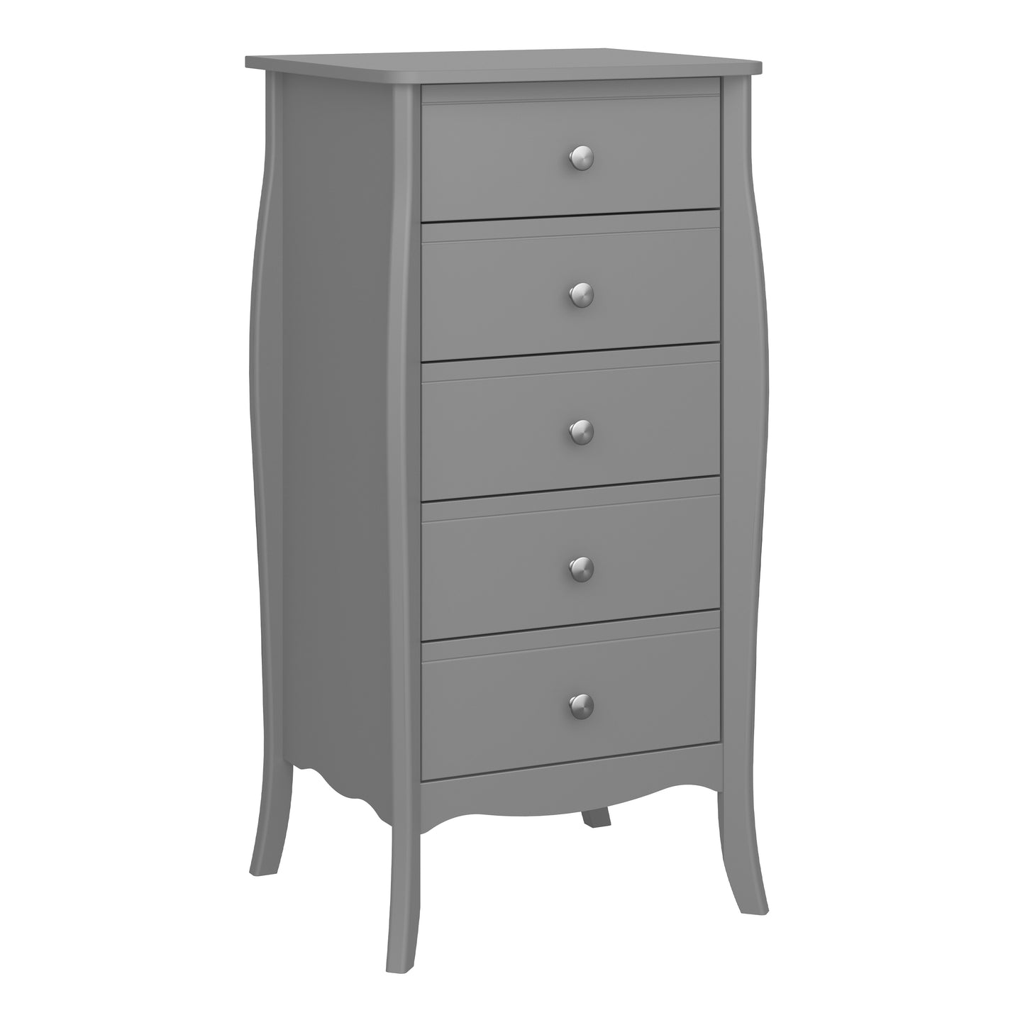 Baroque 5 Drawer Narrow in Grey