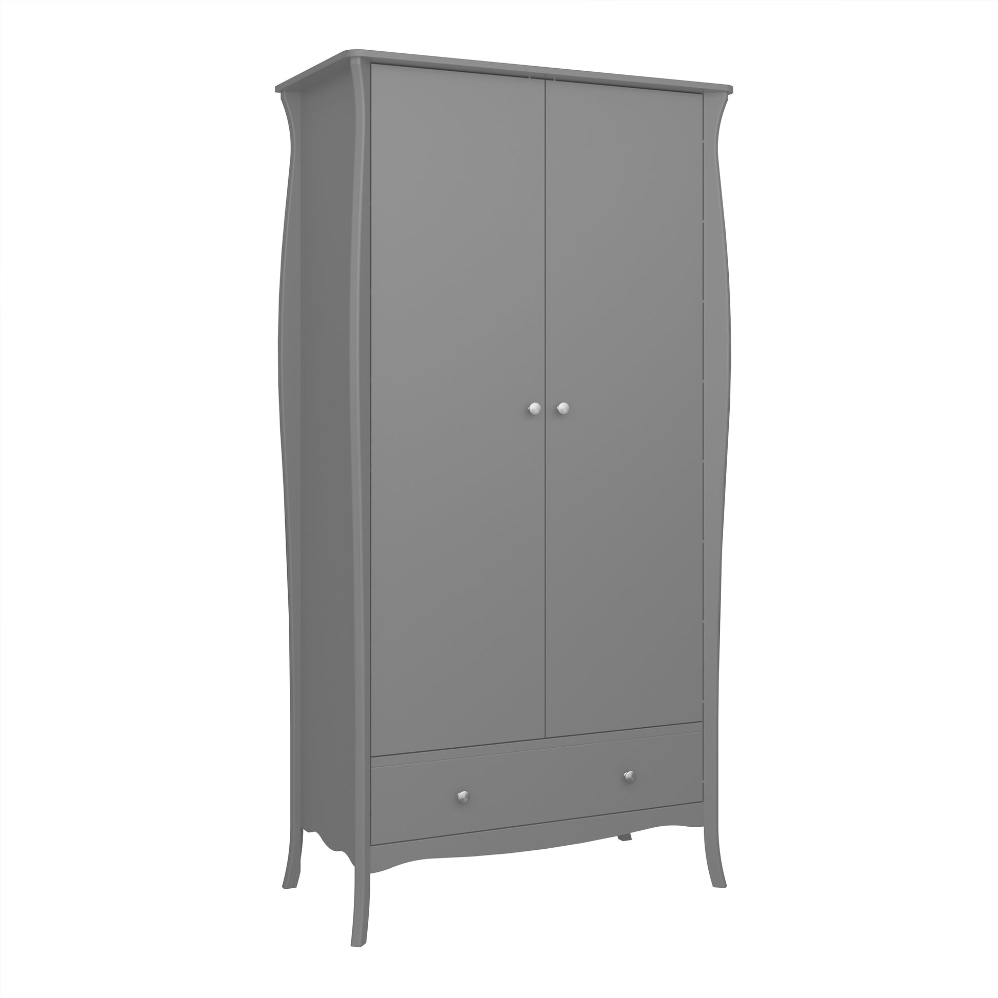 Baroque 2 Door 1 Drawer Wardrobe in Grey