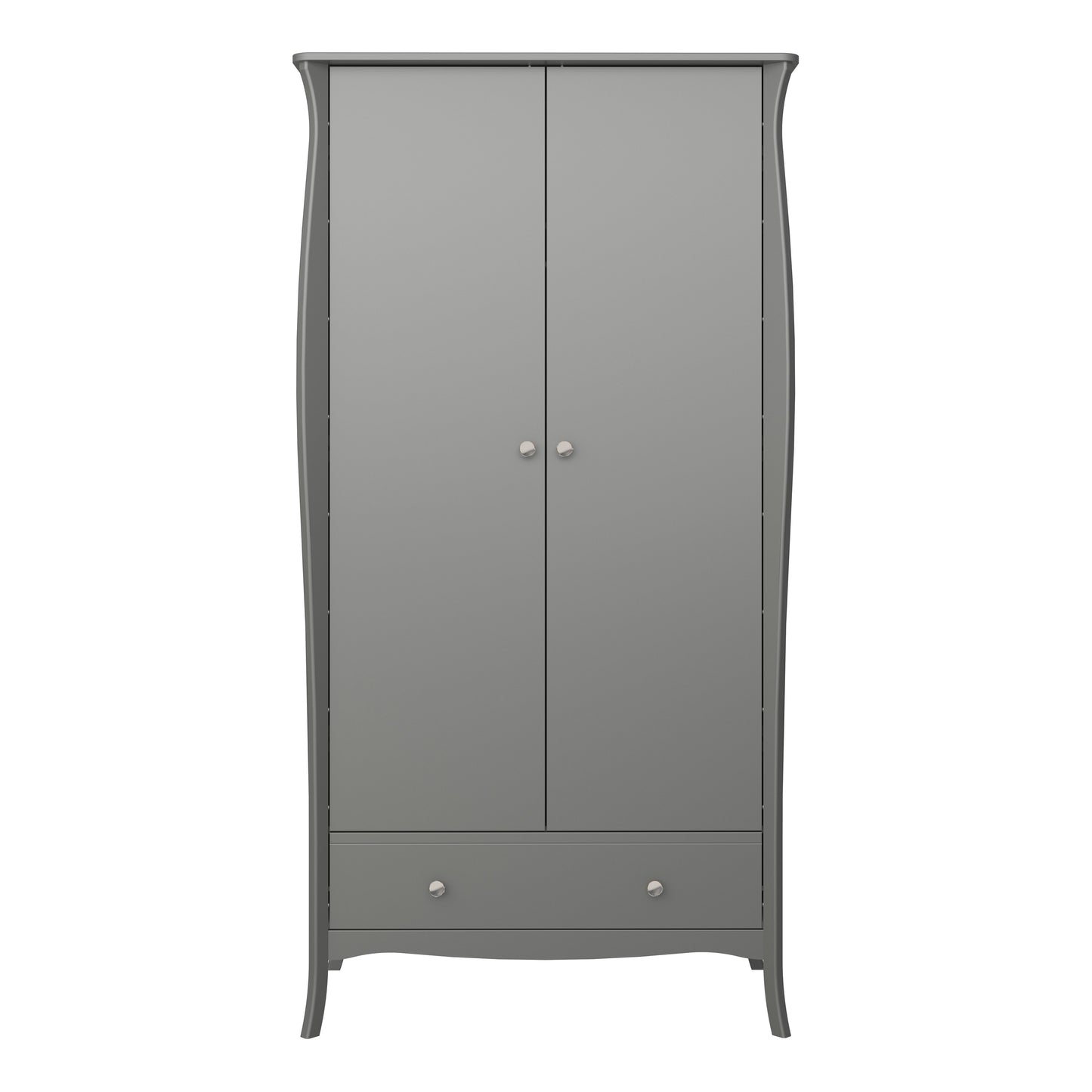 Baroque 2 Door 1 Drawer Wardrobe in Grey