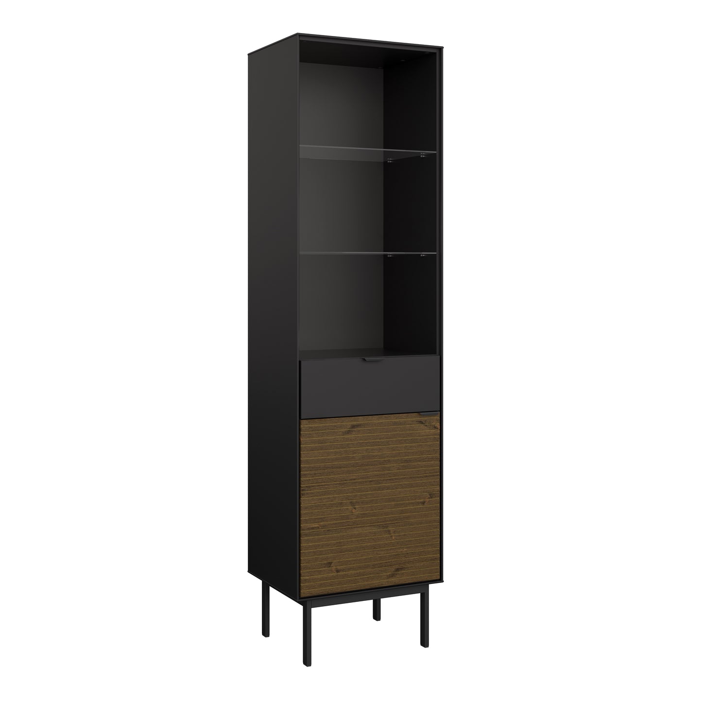 Soma Showcase 1 Door 1 Drawer in Granulated Black Brushed Espresso