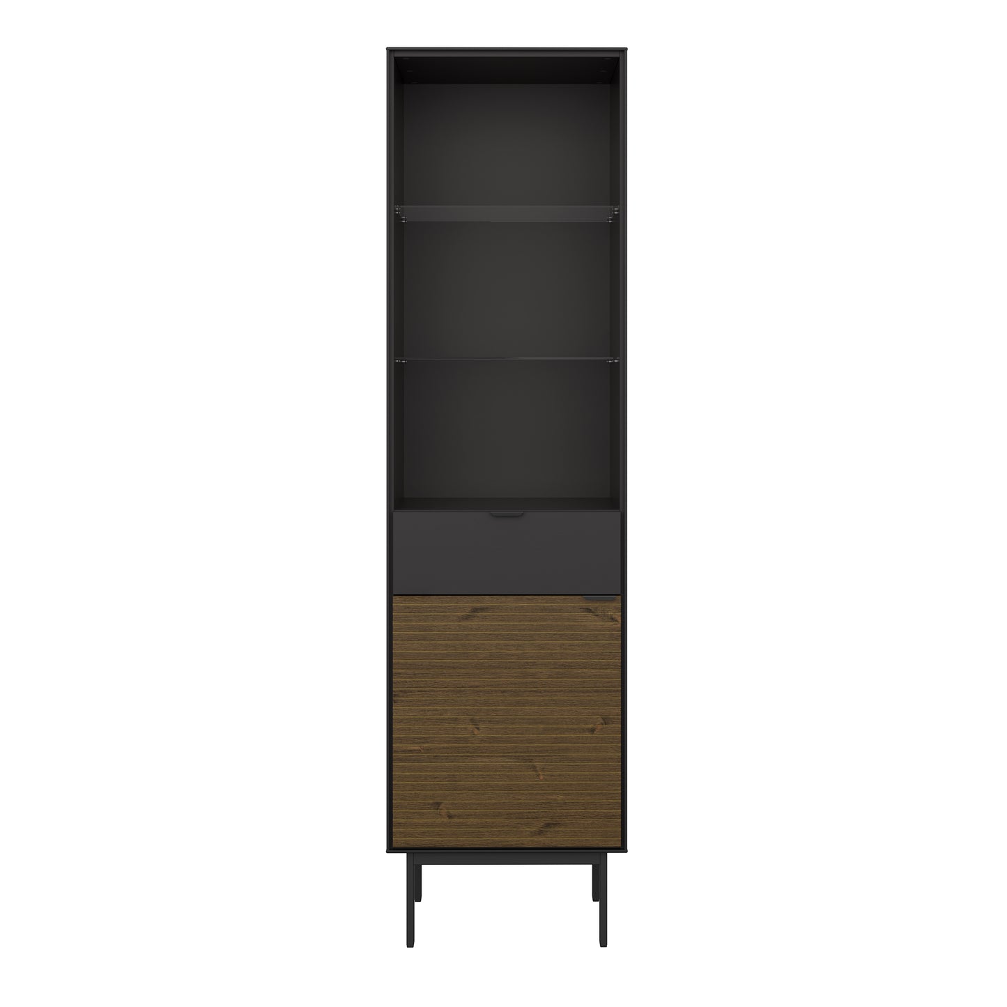 Soma Showcase 1 Door 1 Drawer in Granulated Black Brushed Espresso