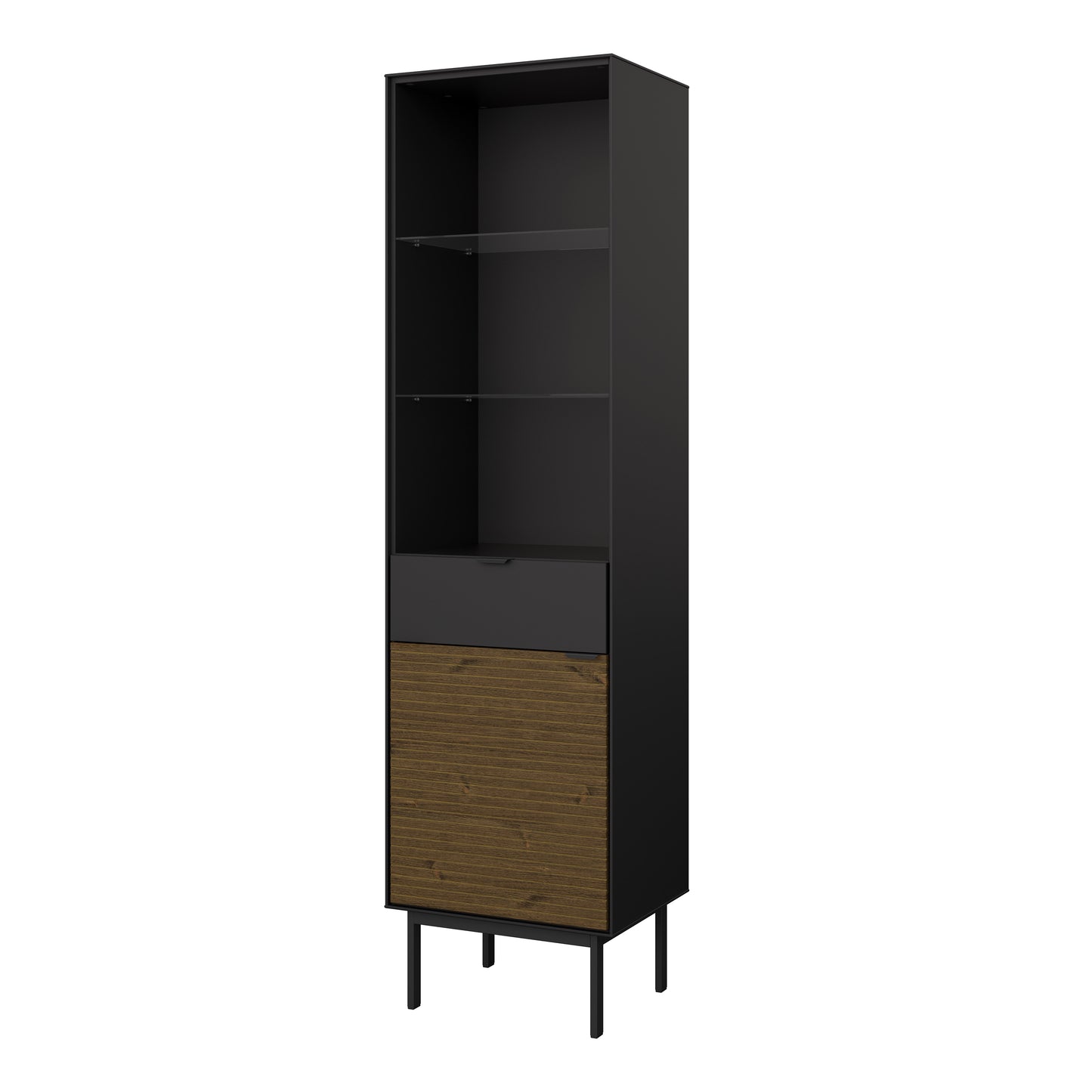 Soma Showcase 1 Door 1 Drawer in Granulated Black Brushed Espresso