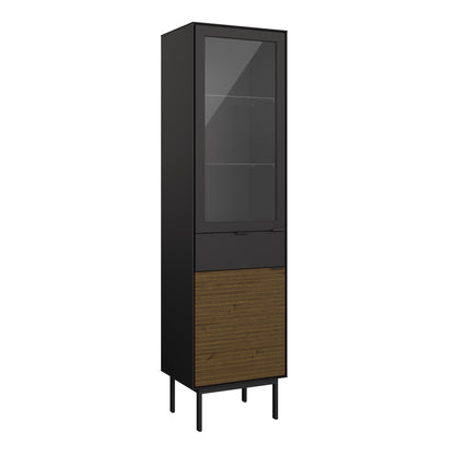 Soma Showcase 2 Door 1 Drawer in Granulated Black Brushed Espresso