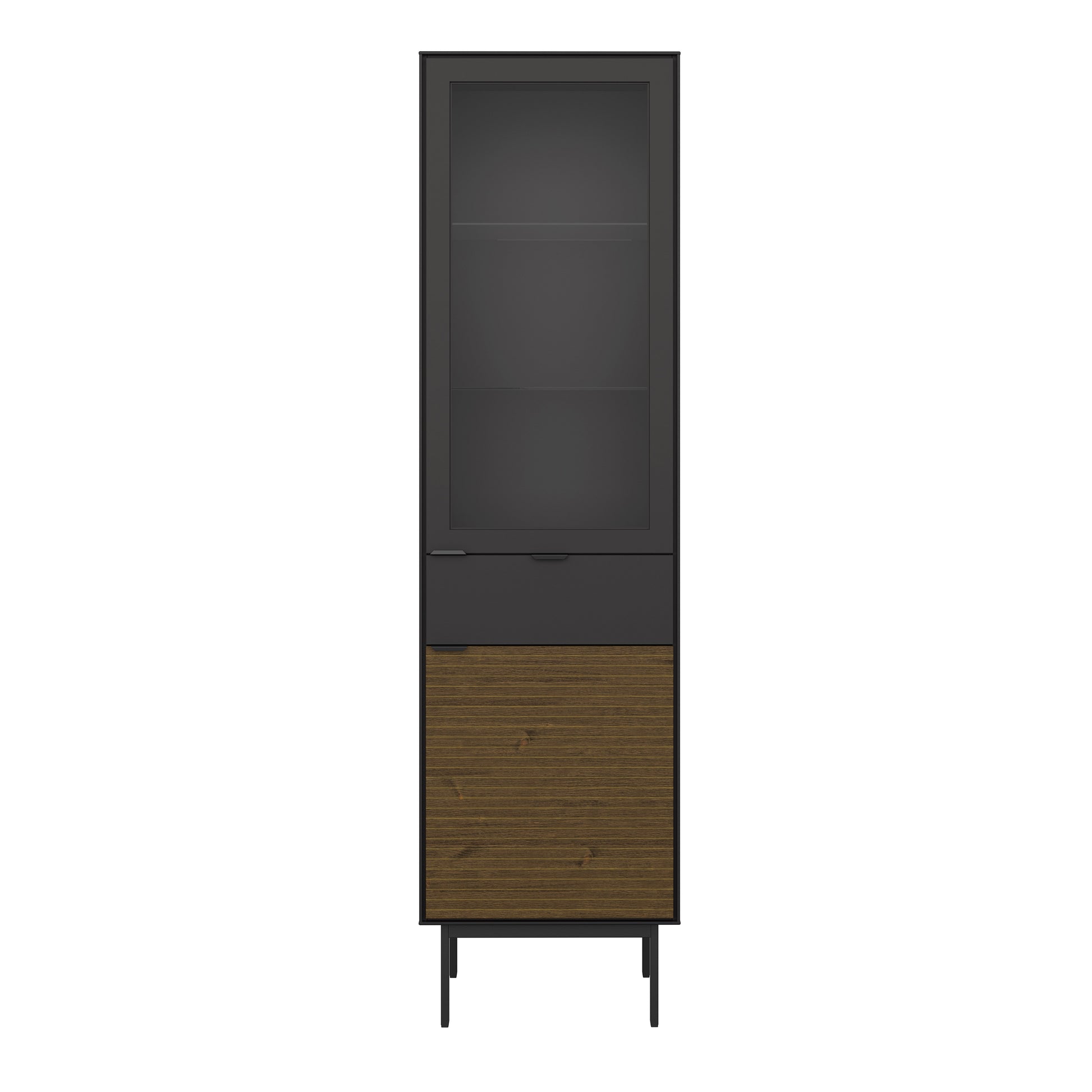 Soma Showcase 2 Door 1 Drawer in Granulated Black Brushed Espresso