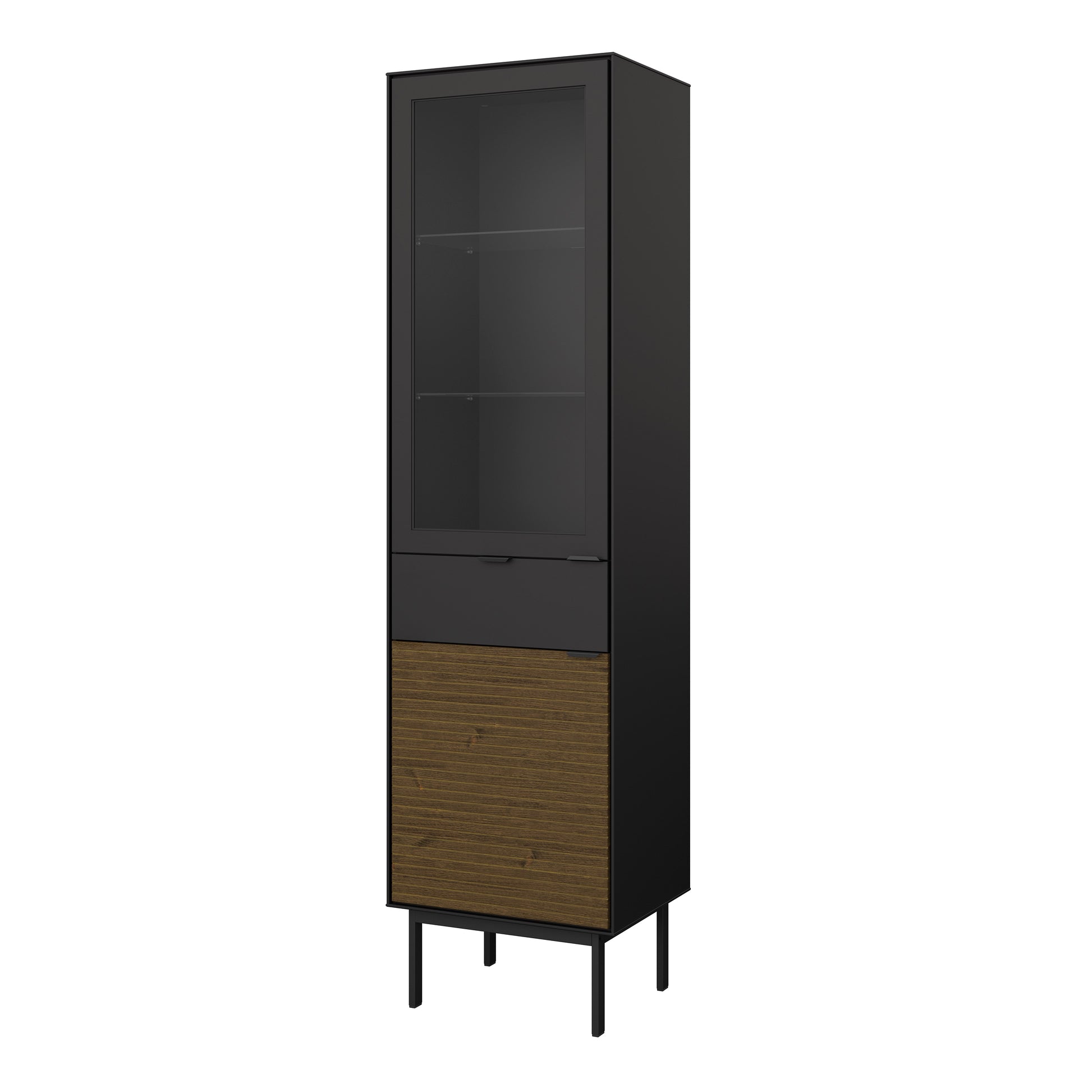 Soma Showcase 2 Door 1 Drawer in Granulated Black Brushed Espresso