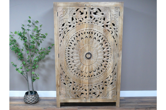 Tall Carved Two-Door Cupboard