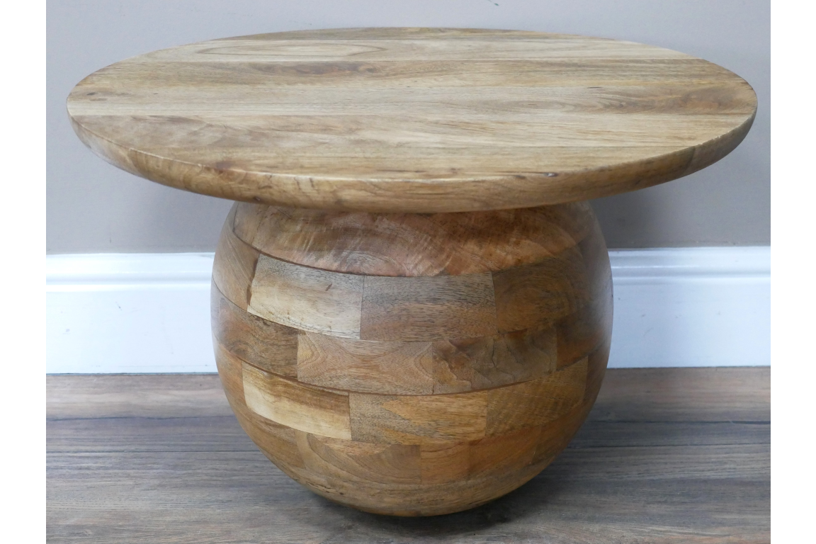 Mango Wood Round Base Side Table