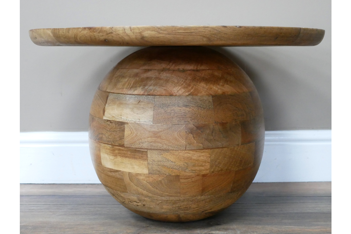 Mango Wood Round Base Side Table