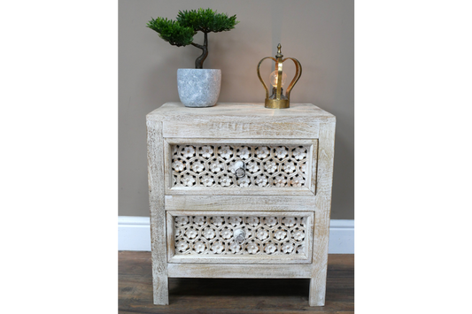 White Washed Bedside Cabinet