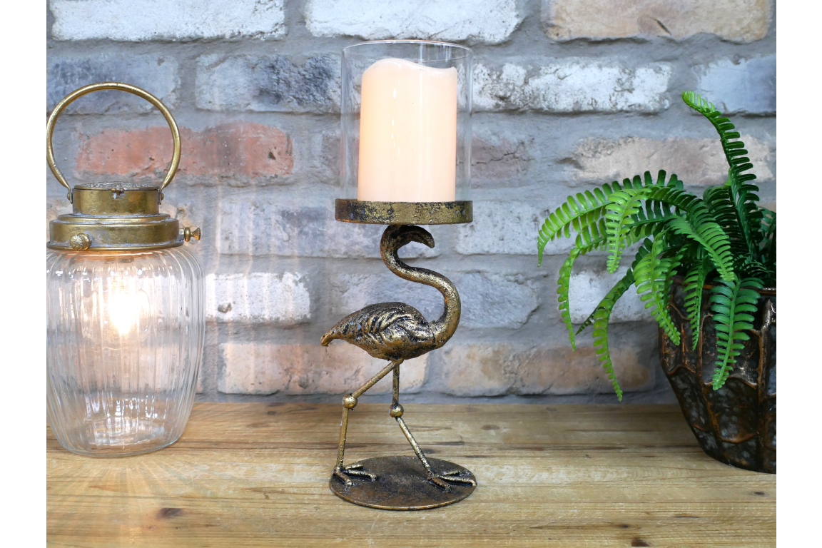 Golden Flamingo Candle Holder