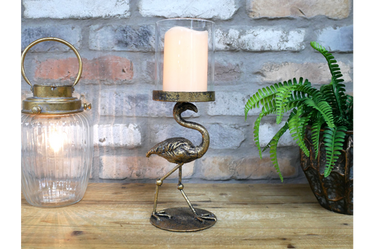 Golden Flamingo Candle Holder