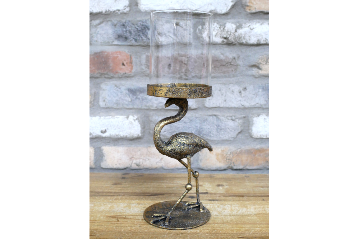 Golden Flamingo Candle Holder