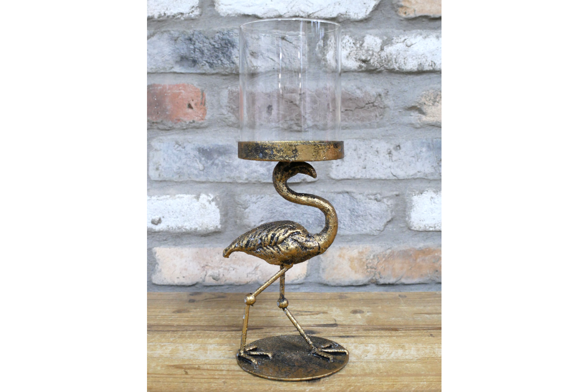 Golden Flamingo Candle Holder