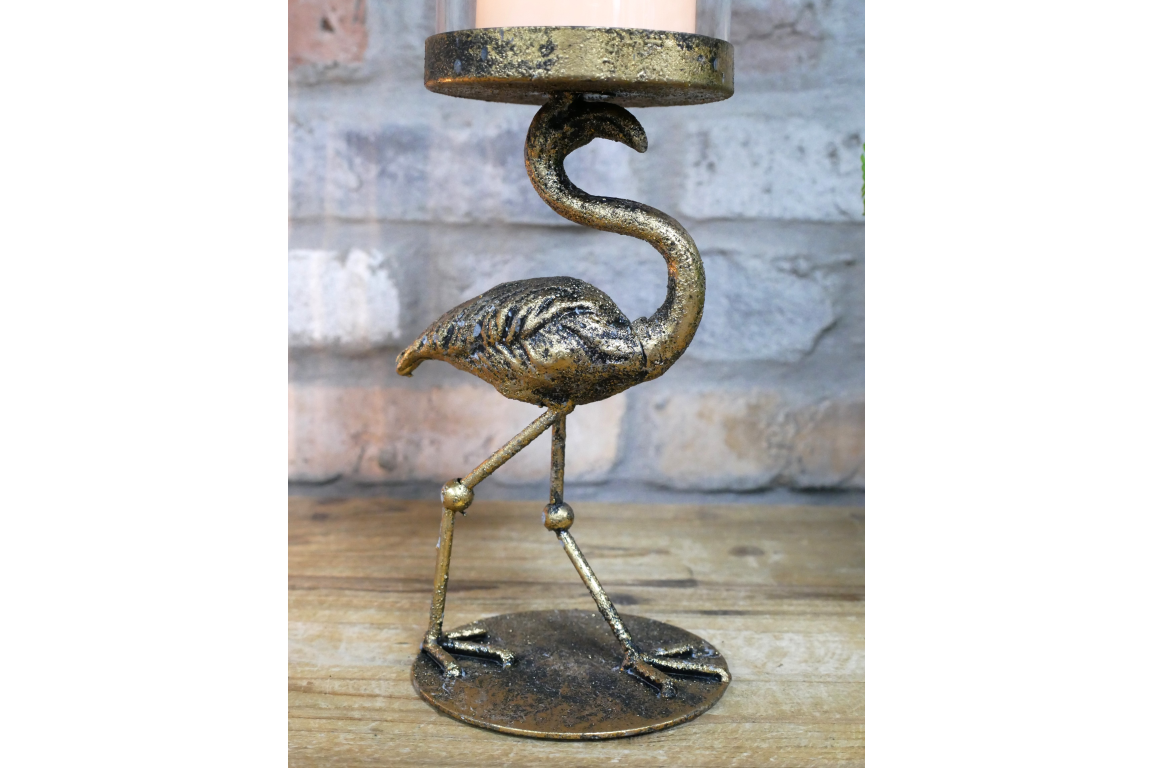 Golden Flamingo Candle Holder