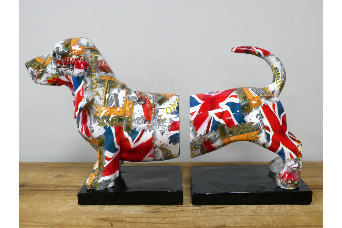 British Print Sausage Dog Bookends