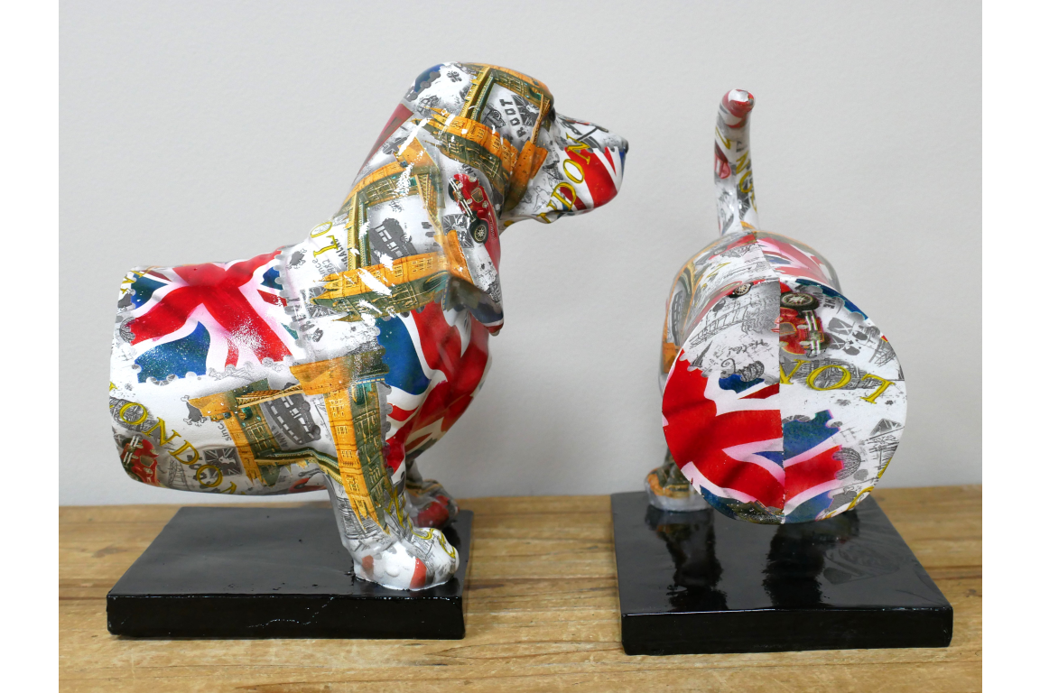 British Print Sausage Dog Bookends