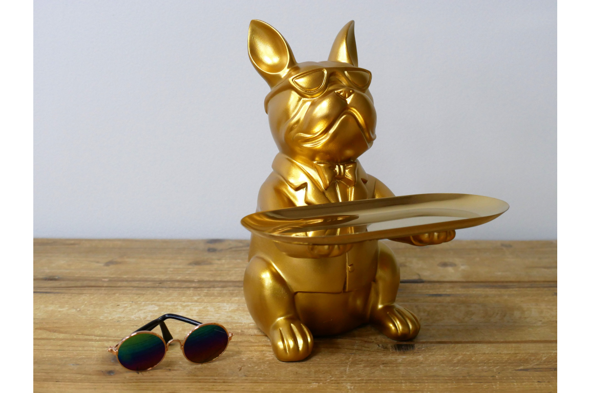 Gold Butler Dog With Tray