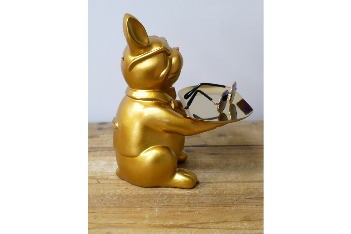 Gold Butler Dog With Tray