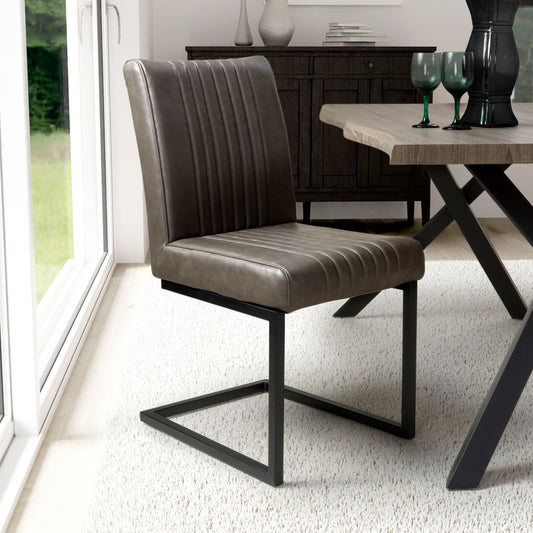 Archer Cantilever Leather Effect Grey Dining Chair