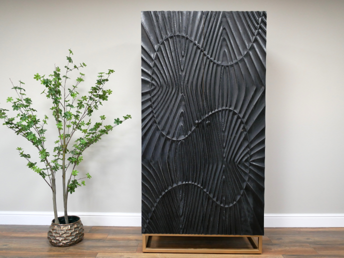 Large Carved Cabinet in Black