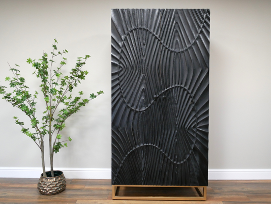 Large Carved Cabinet in Black