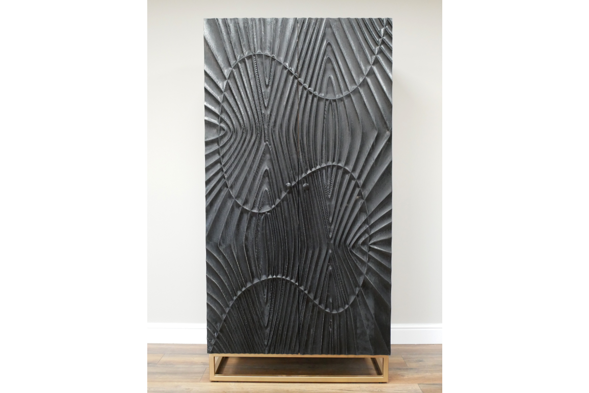 Large Carved Cabinet in Black