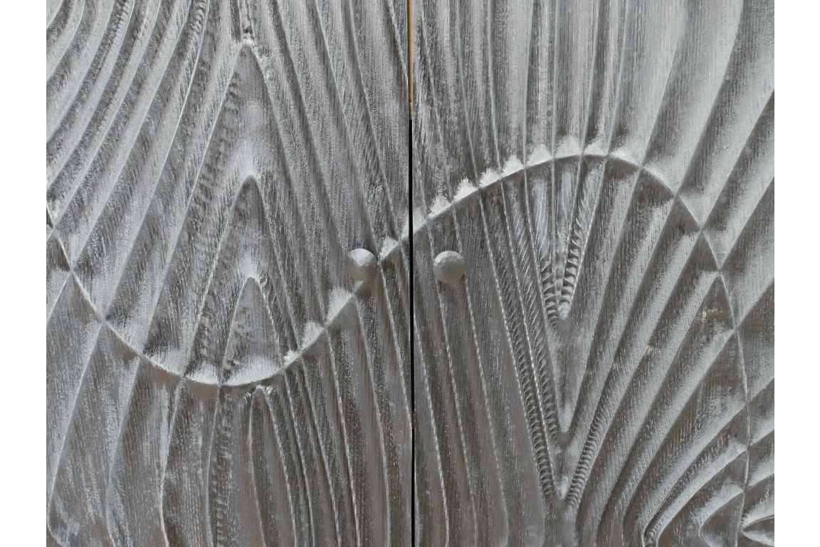 Large Carved Cabinet in Black