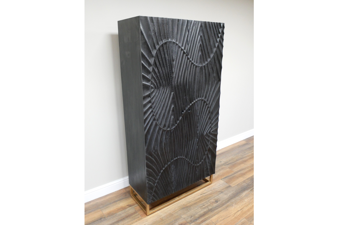 Large Carved Cabinet in Black