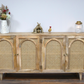 Large Rattan and Acacia Wood Solid Sideboard