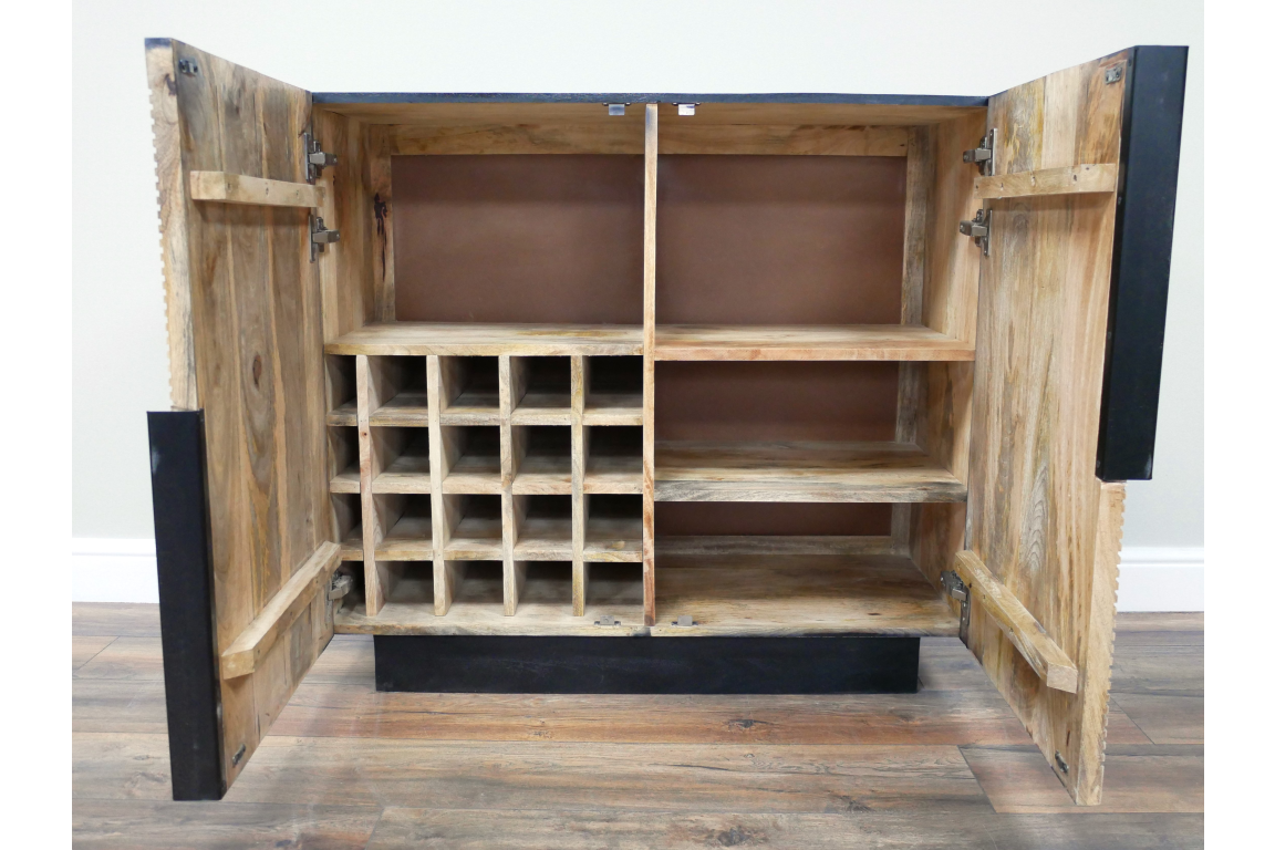 Retro Wine Cabinet in Solid Mango Wood