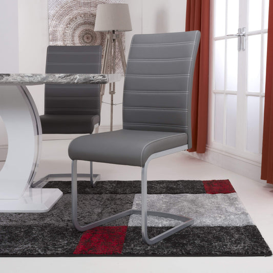 Callisto Leather Effect Grey Dining Chair