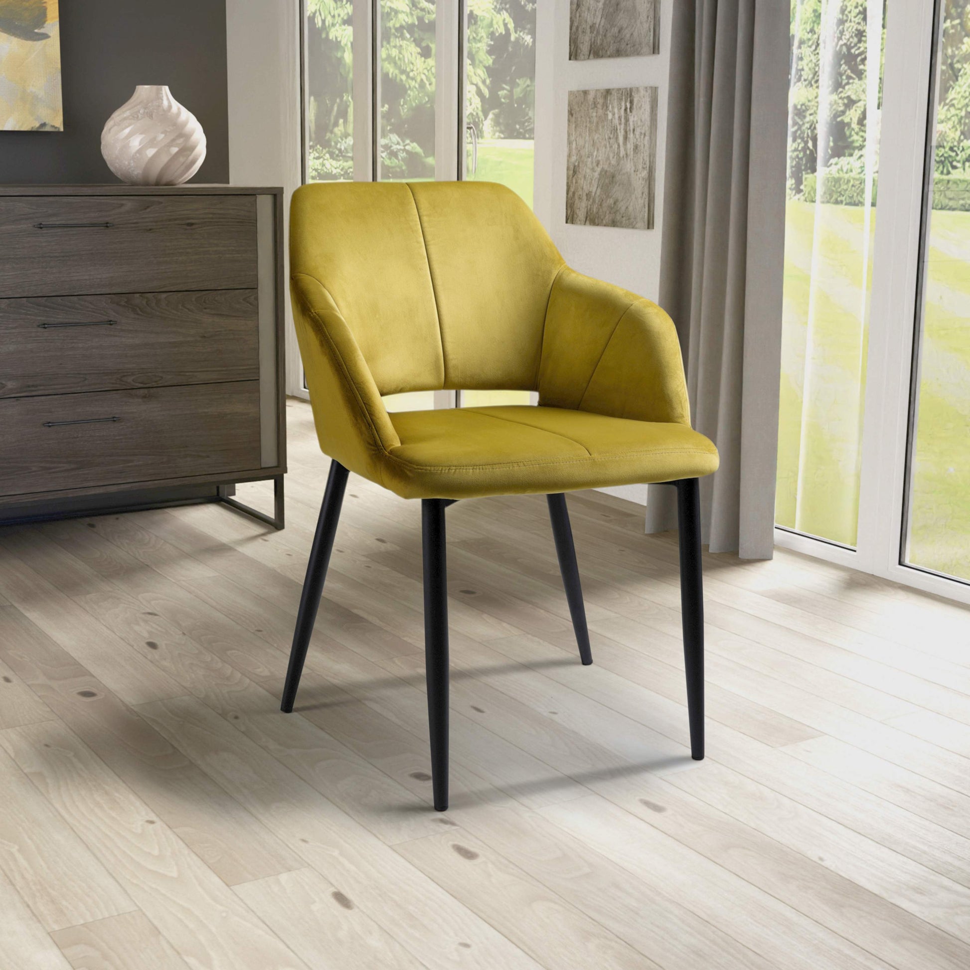 Nero Brushed Velvet Lime Gold Dining Chair