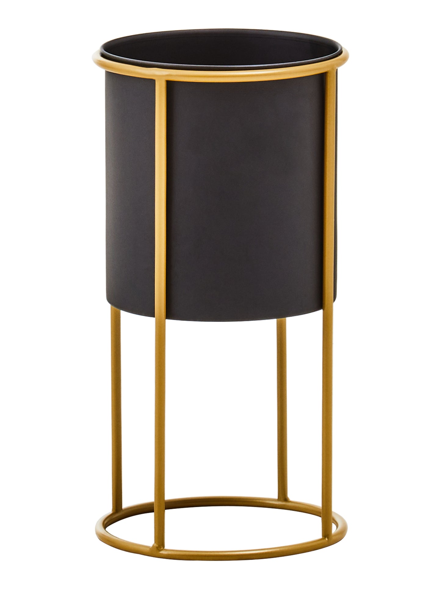 Trosa Small Black And Gold Floor Standing Planter