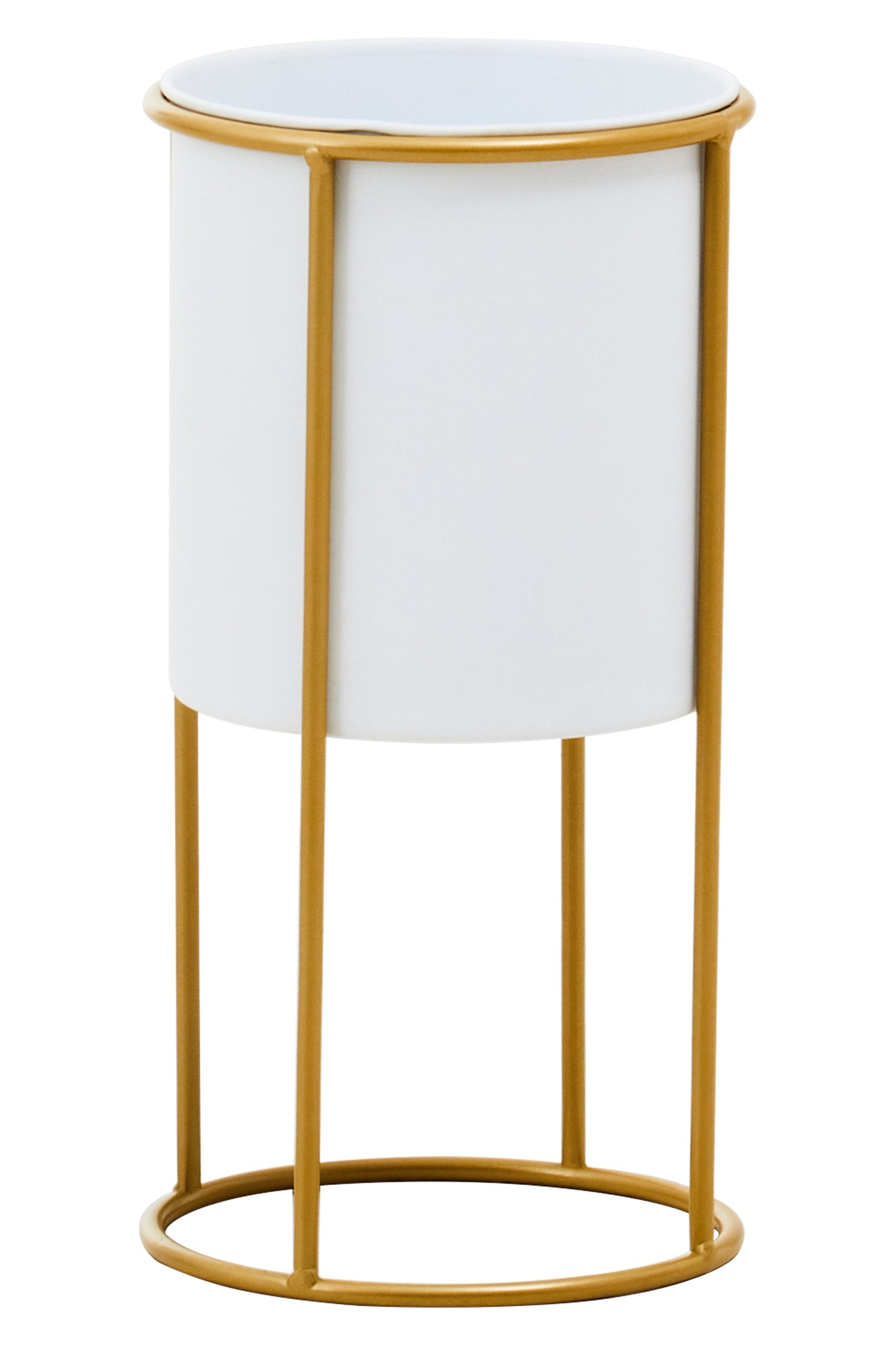 Trosa Small White And Gold Floor Standing Planter