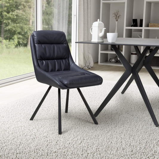 Arnhem Swivel Leather Effect Midnight Blue Dining Chair