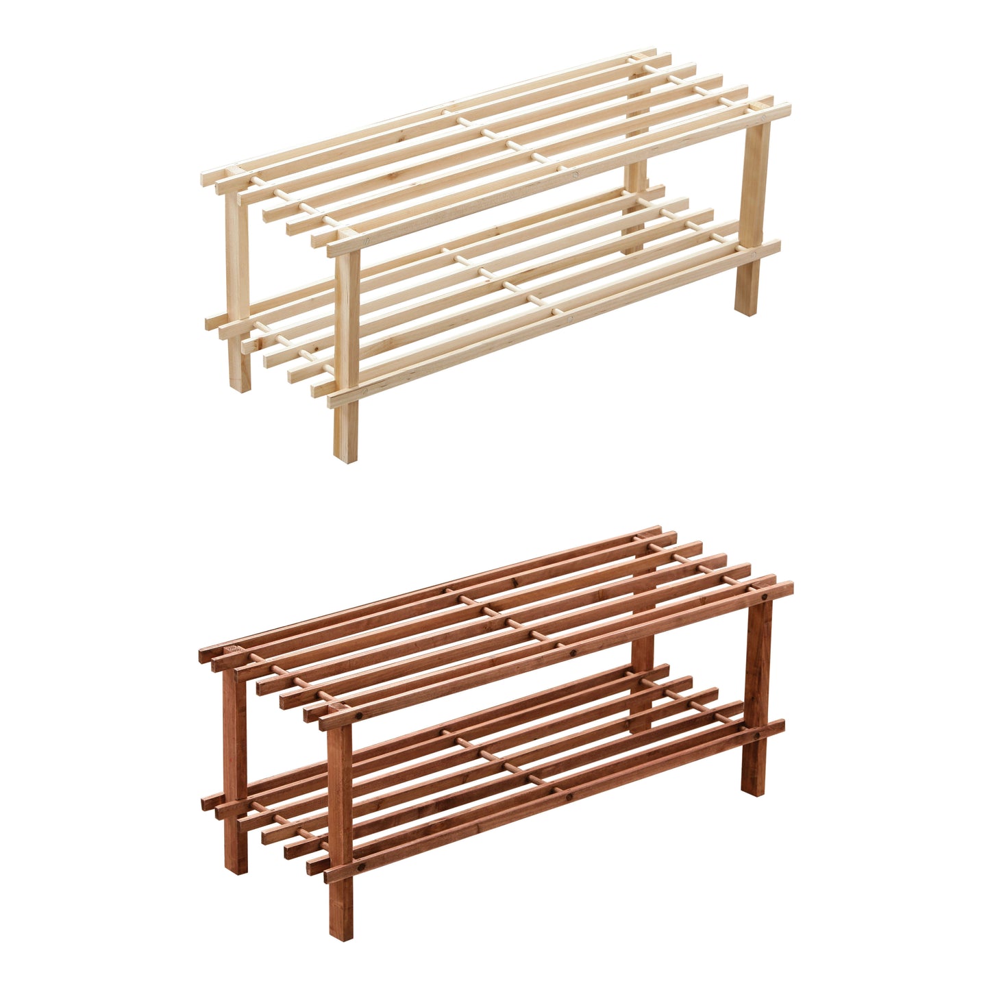 Parker Dark Cedar Wood 2 Tier Shoe Rack