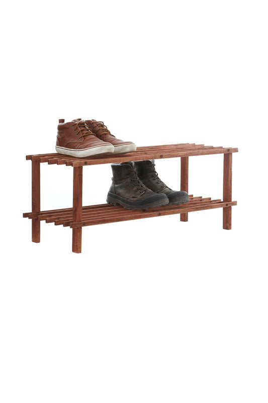 Parker Dark Cedar Wood 2 Tier Shoe Rack